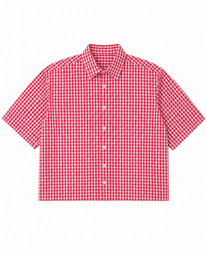 Red Picnic Oxford Boxy Shirt Front Design