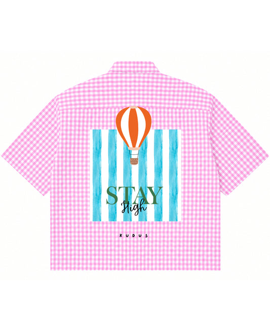 Pink Gingham Oxford Boxy Shirt Back Design