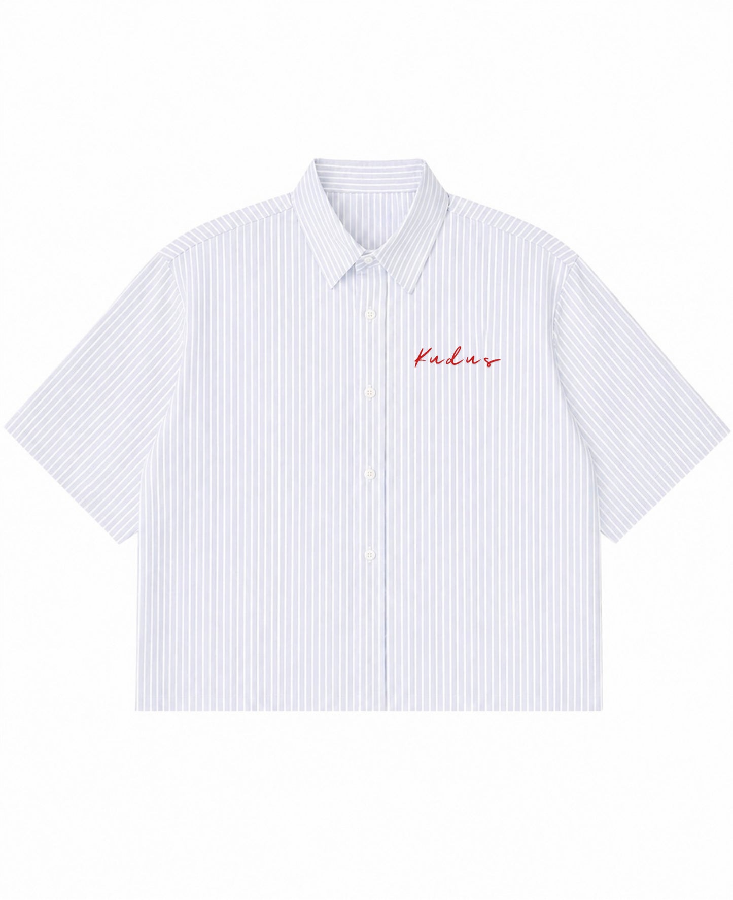 Blue Striped Oxford Boxy Shirt Front Design