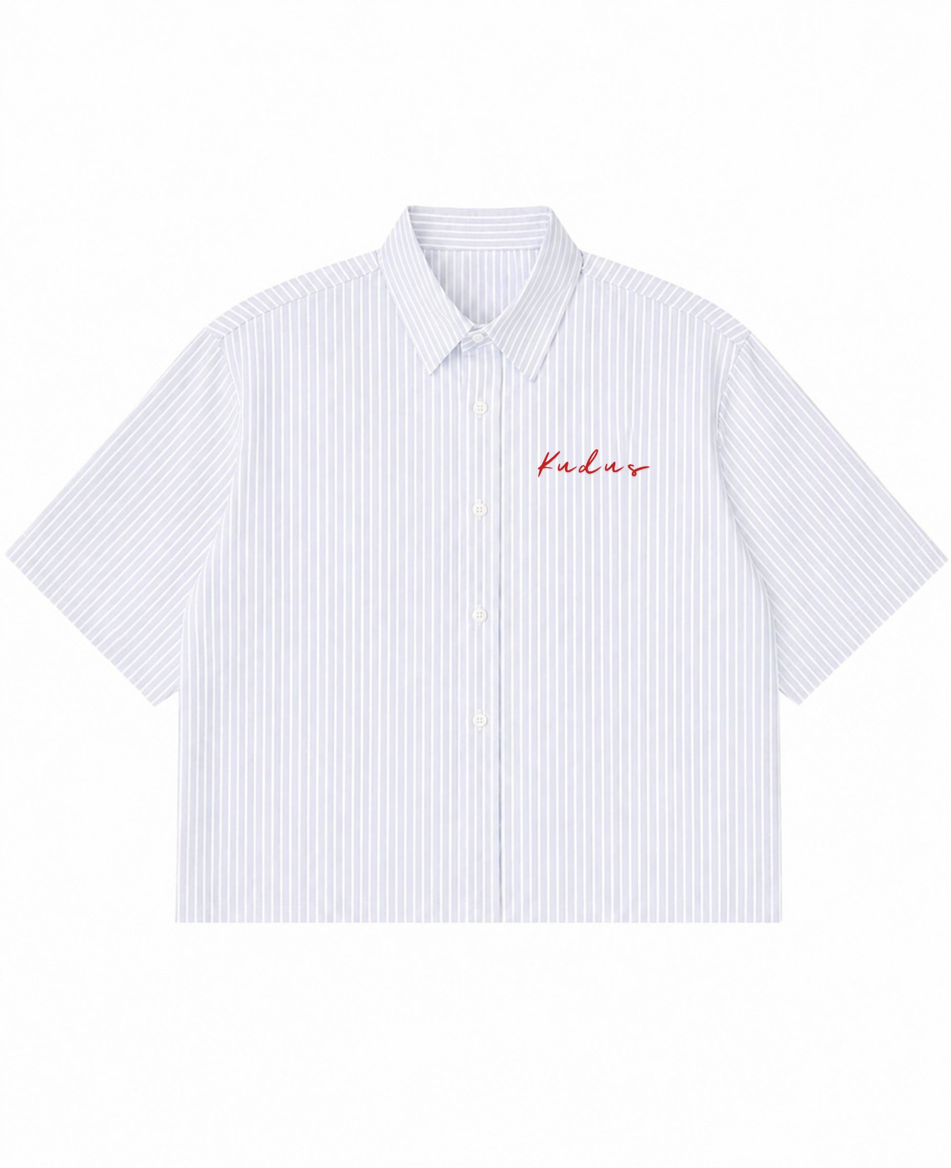 Blue Striped Oxford Boxy Shirt Front Design