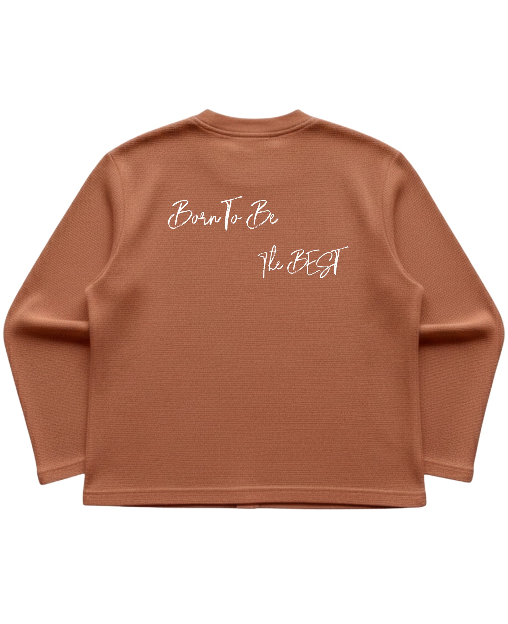Brown waffle knit oversized full-sleeve Back Design