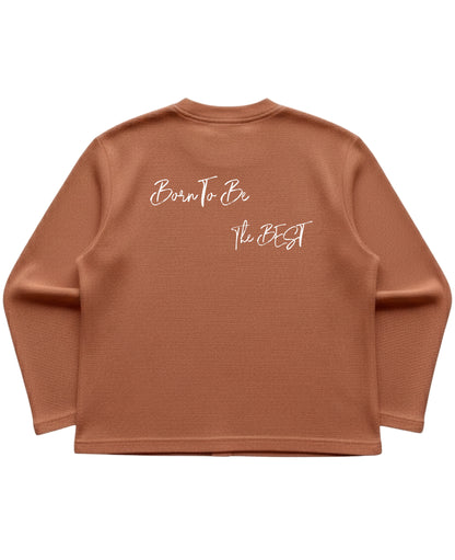 Brown waffle knit oversized full-sleeve Back Design