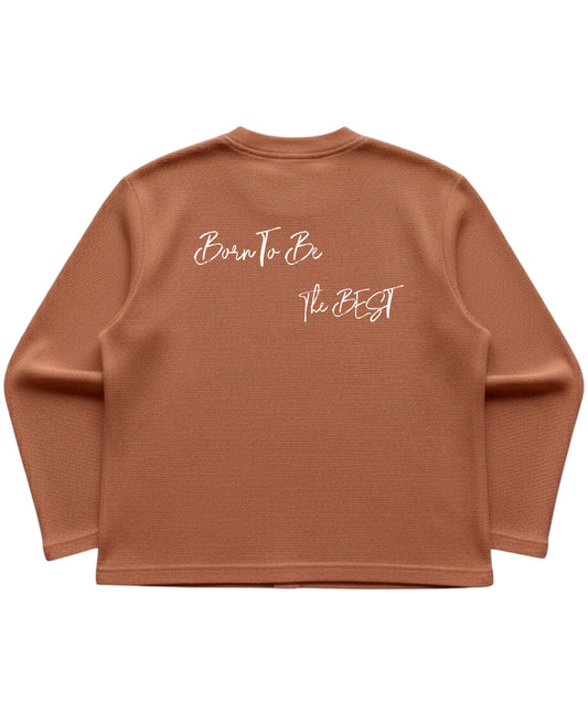 Brown waffle knit oversized full-sleeve Back Design