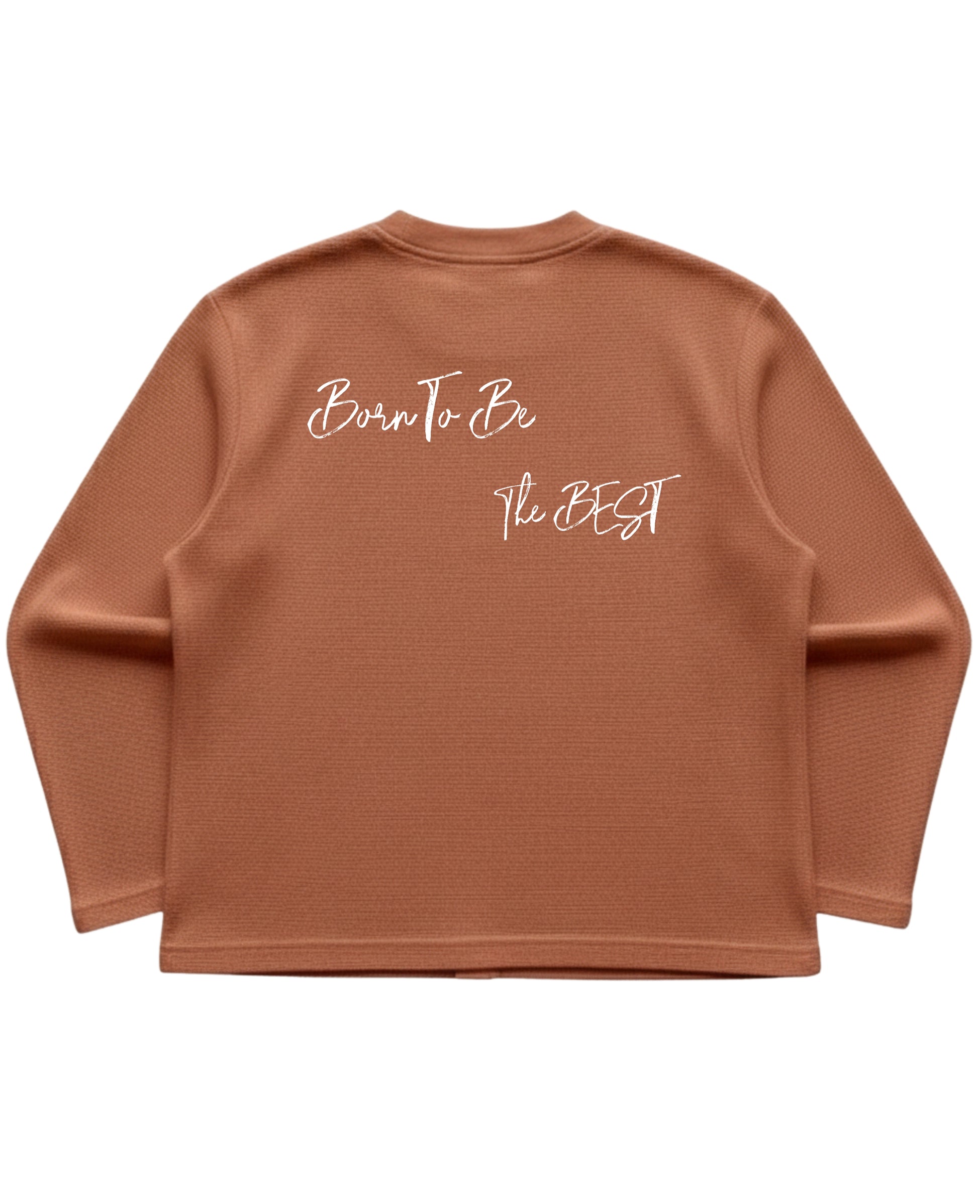 Brown waffle knit oversized full-sleeve Back Design