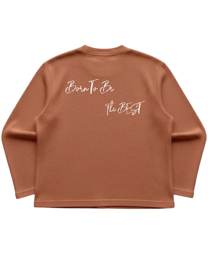 Brown waffle knit oversized full-sleeve Back Design