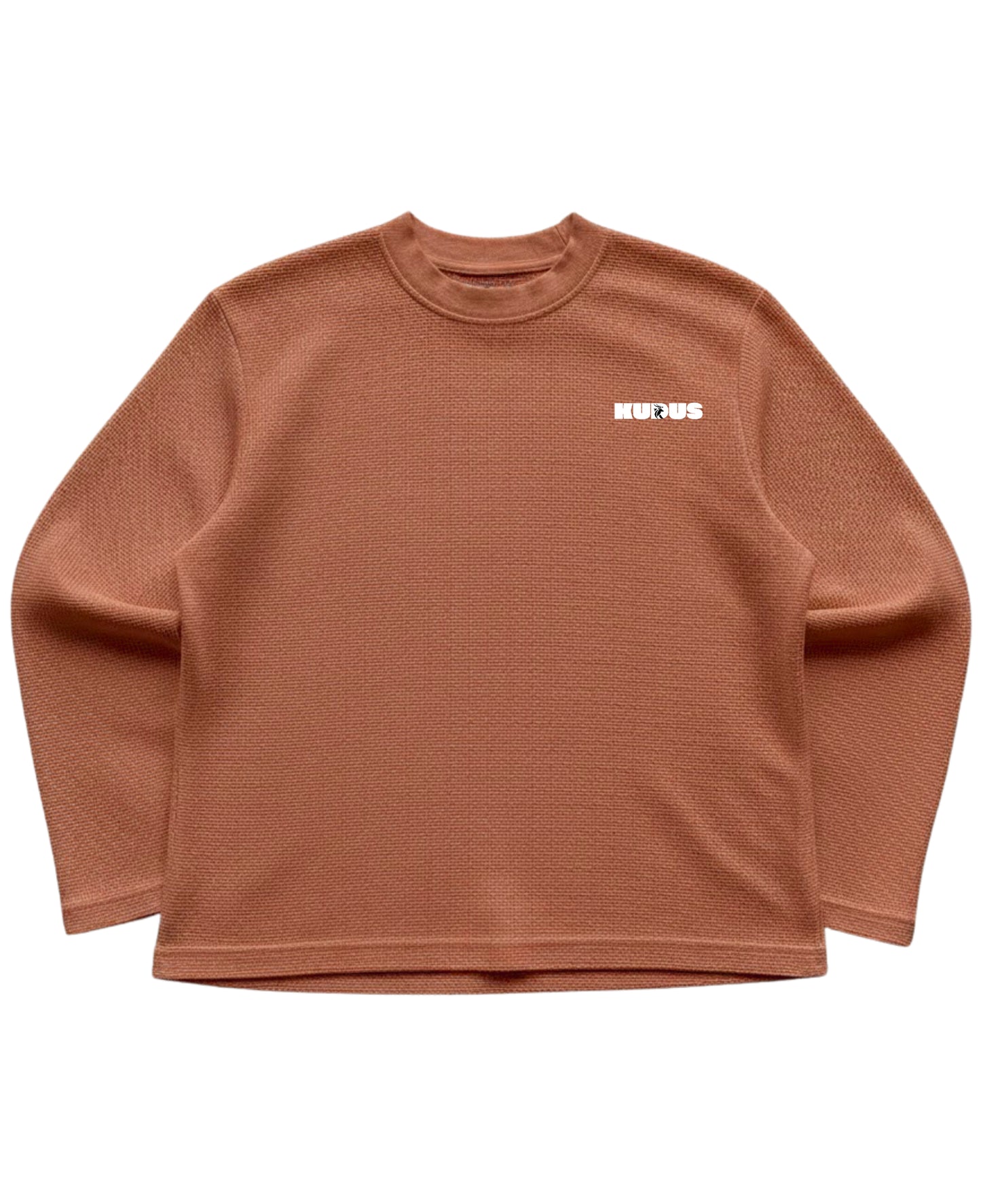 Brown waffle knit oversized full-sleeve Front Design