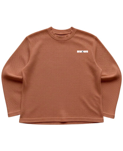 Brown waffle knit oversized full-sleeve Front Design