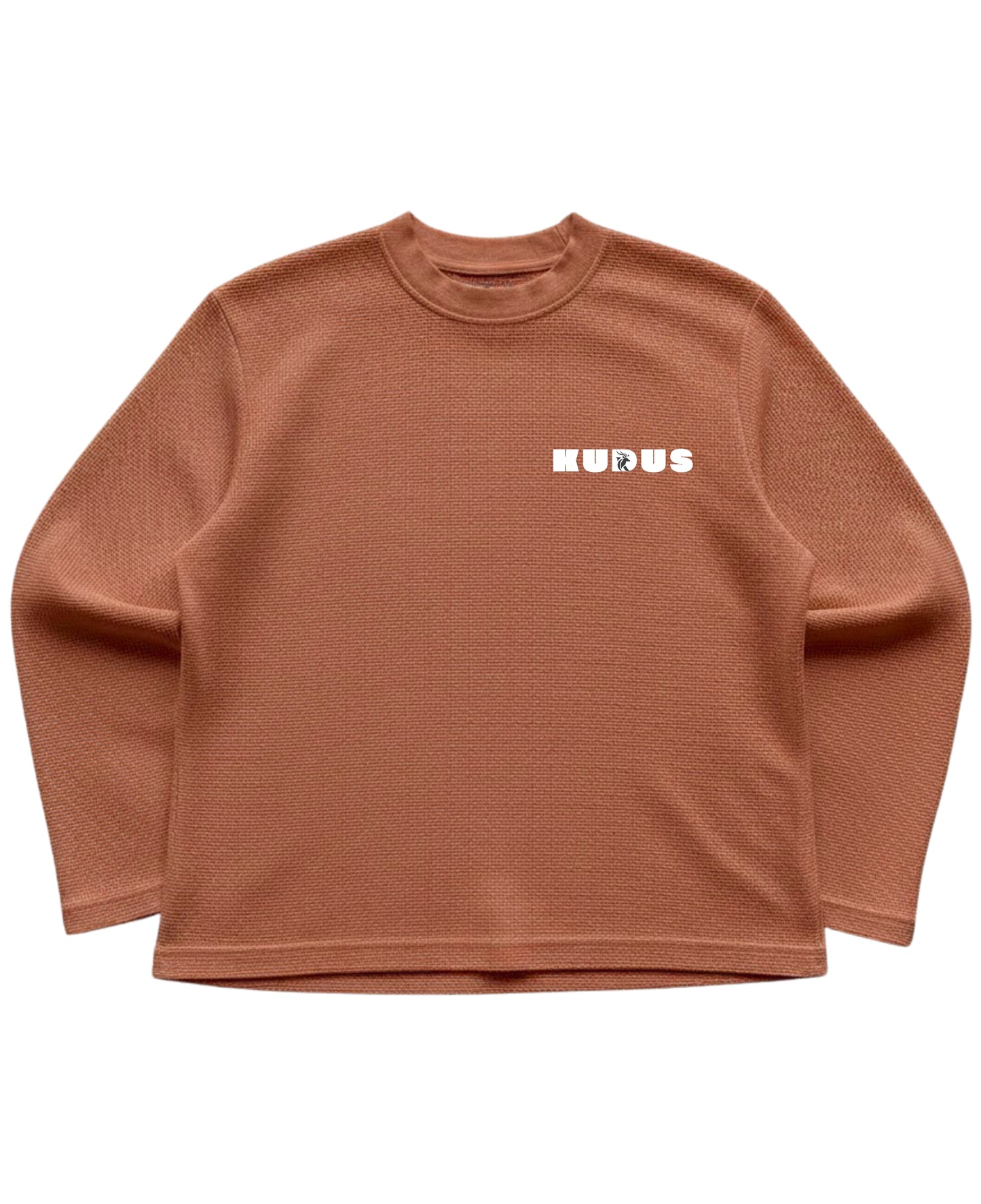 Brown waffle knit oversized full-sleeve Front Design