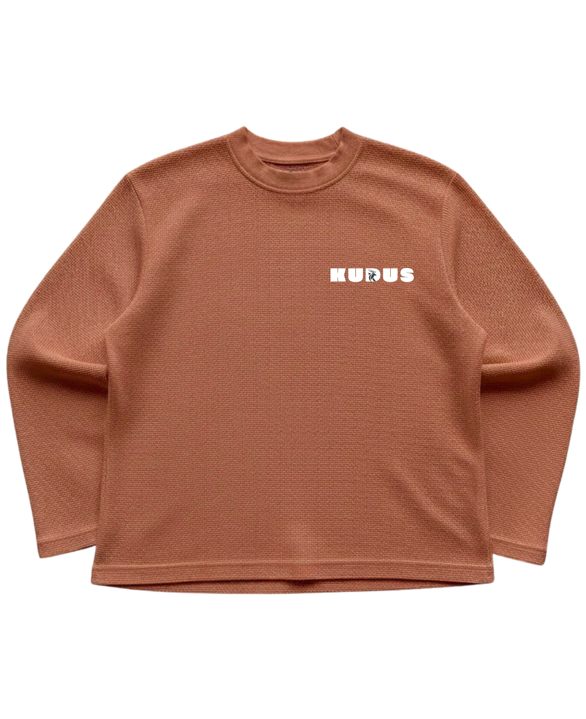 Brown waffle knit oversized full-sleeve Front Design