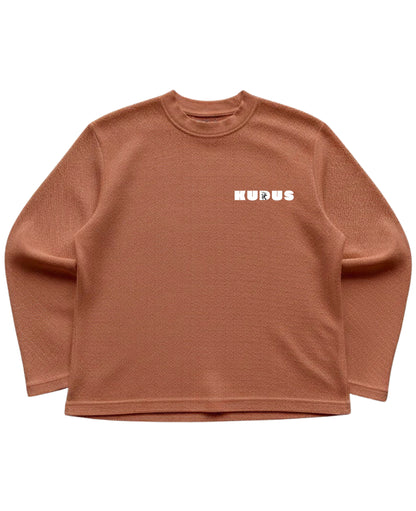 Brown waffle knit oversized full-sleeve Front Design