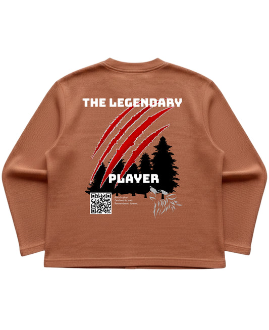 Brown waffle knit oversized full-sleeve Back Design