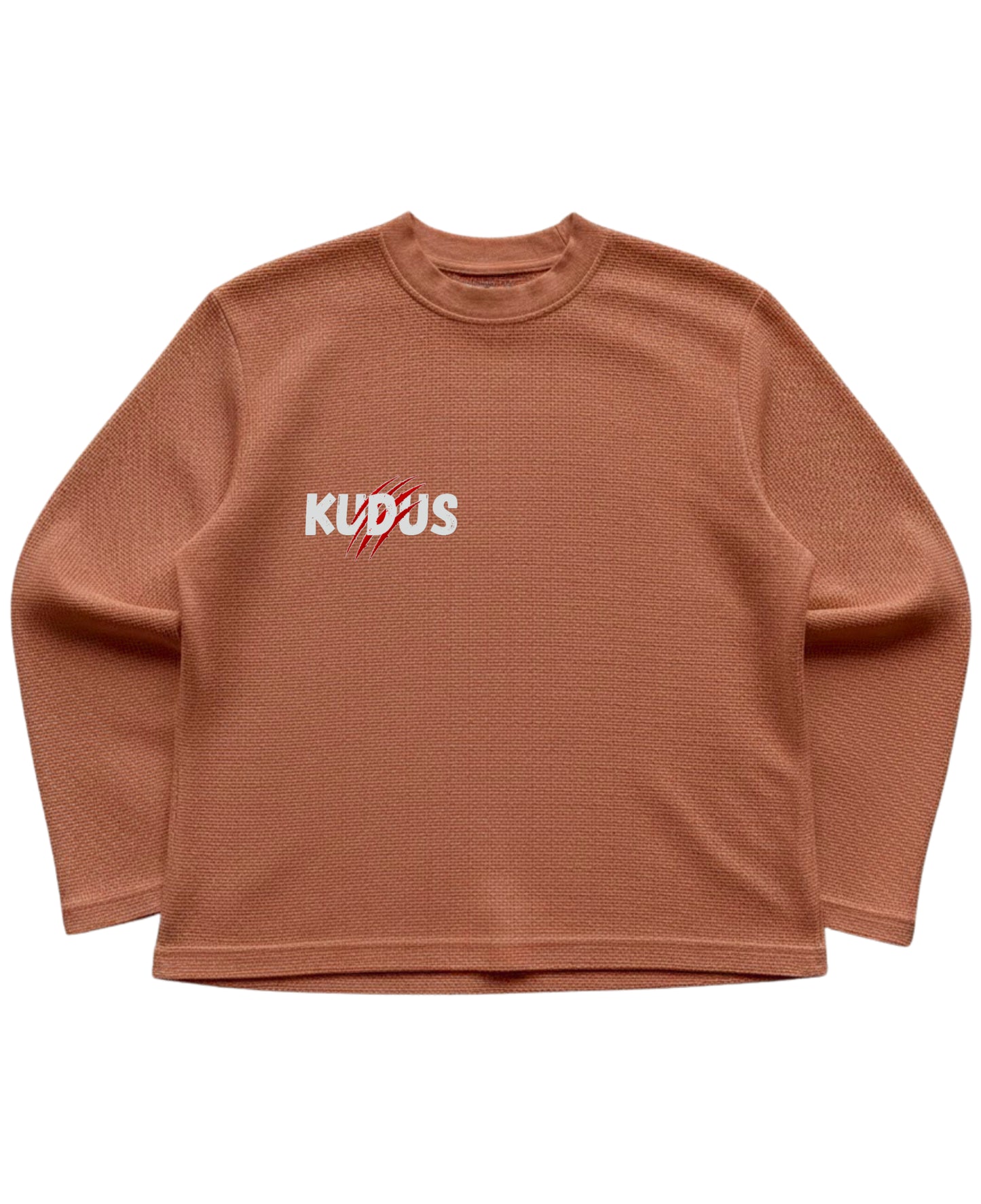 Brown waffle knit oversized full-sleeve Front Design