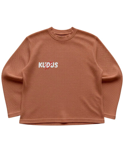 Brown waffle knit oversized full-sleeve Front Design