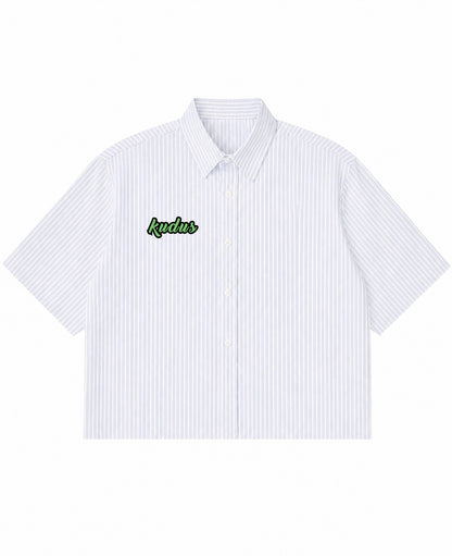Blue Striped Oxford Boxy Shirt Front Design