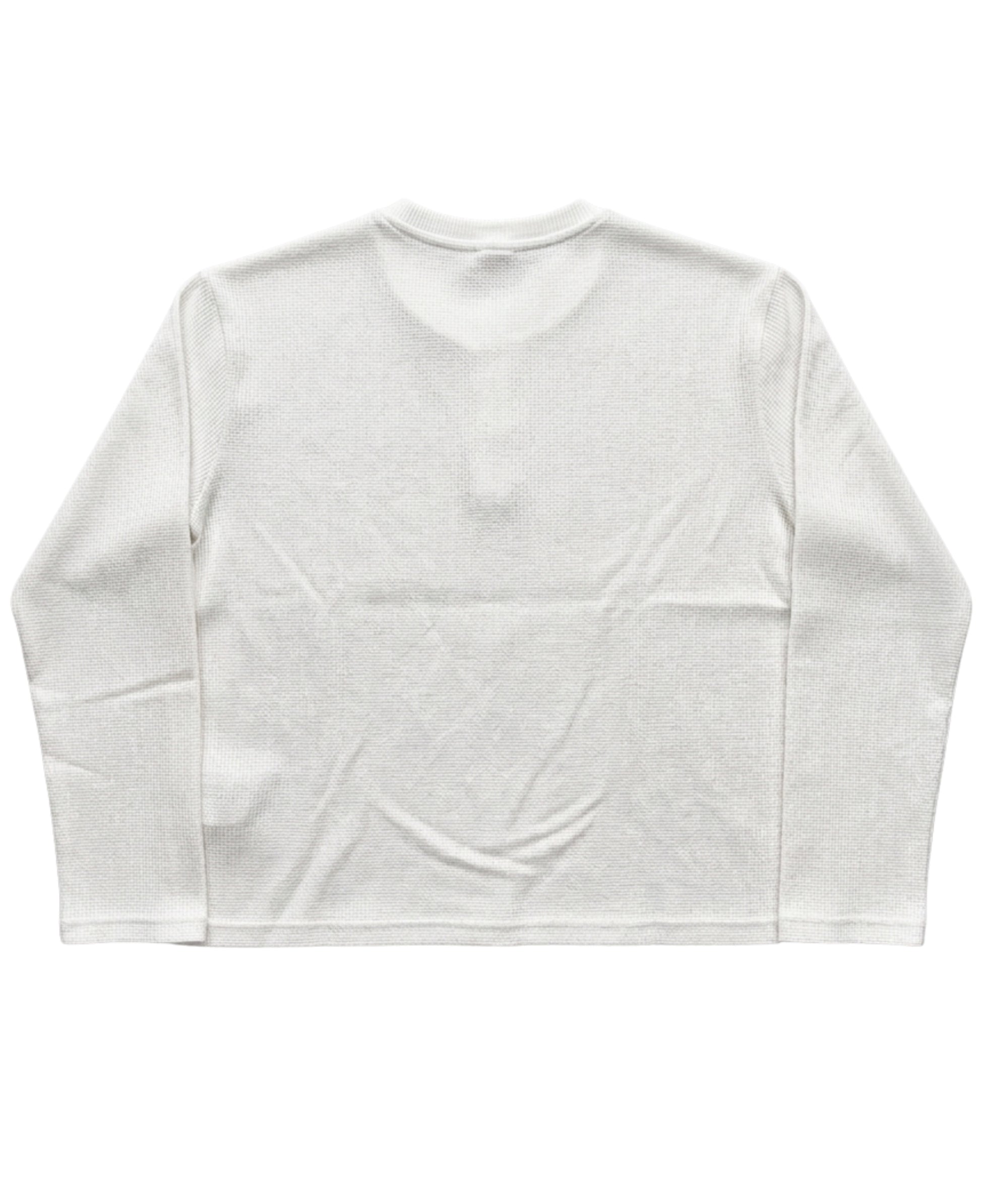 White Henley waffle knit Back Design