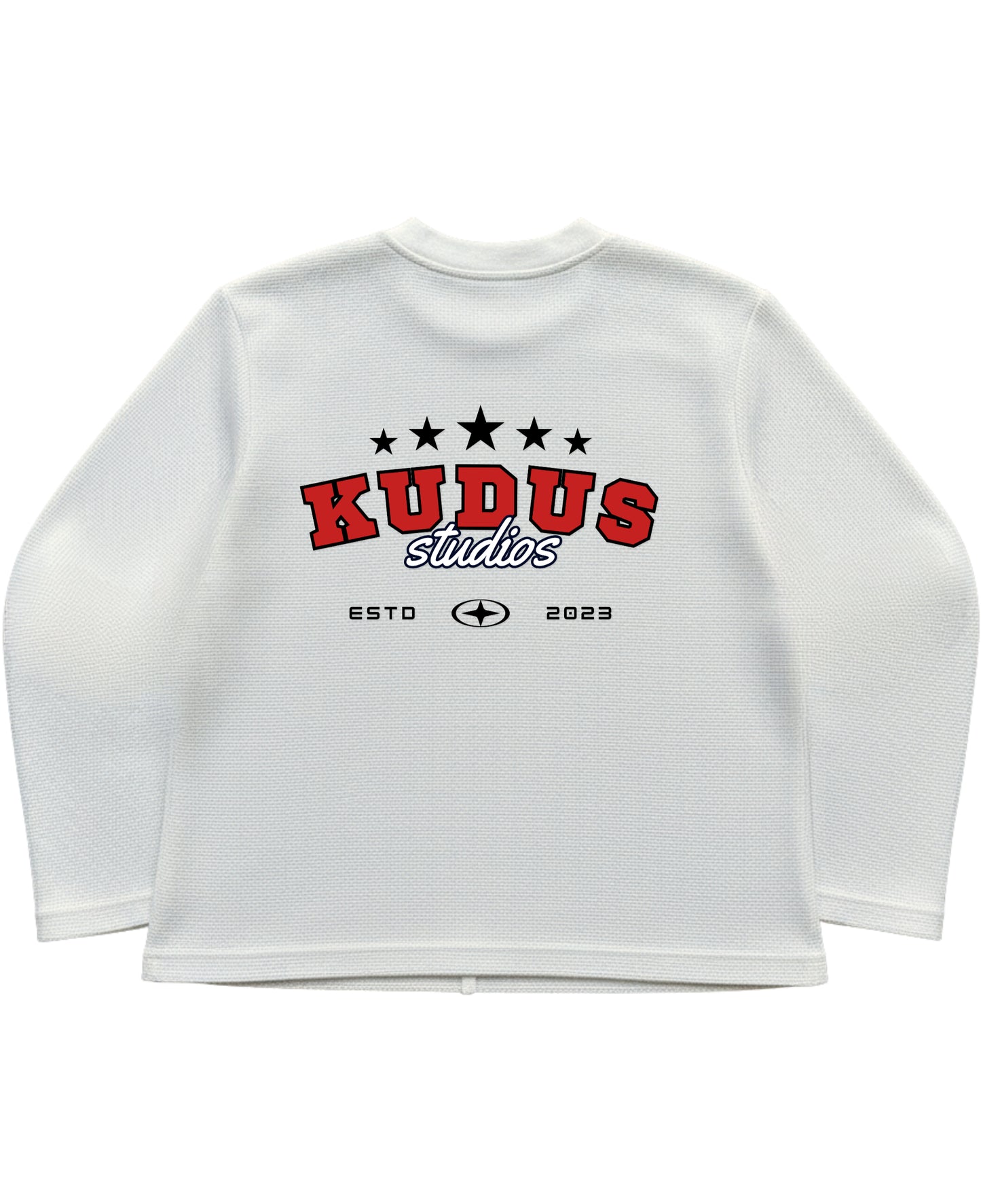 Off-white waffle knit oversized full-sleeve Back Design