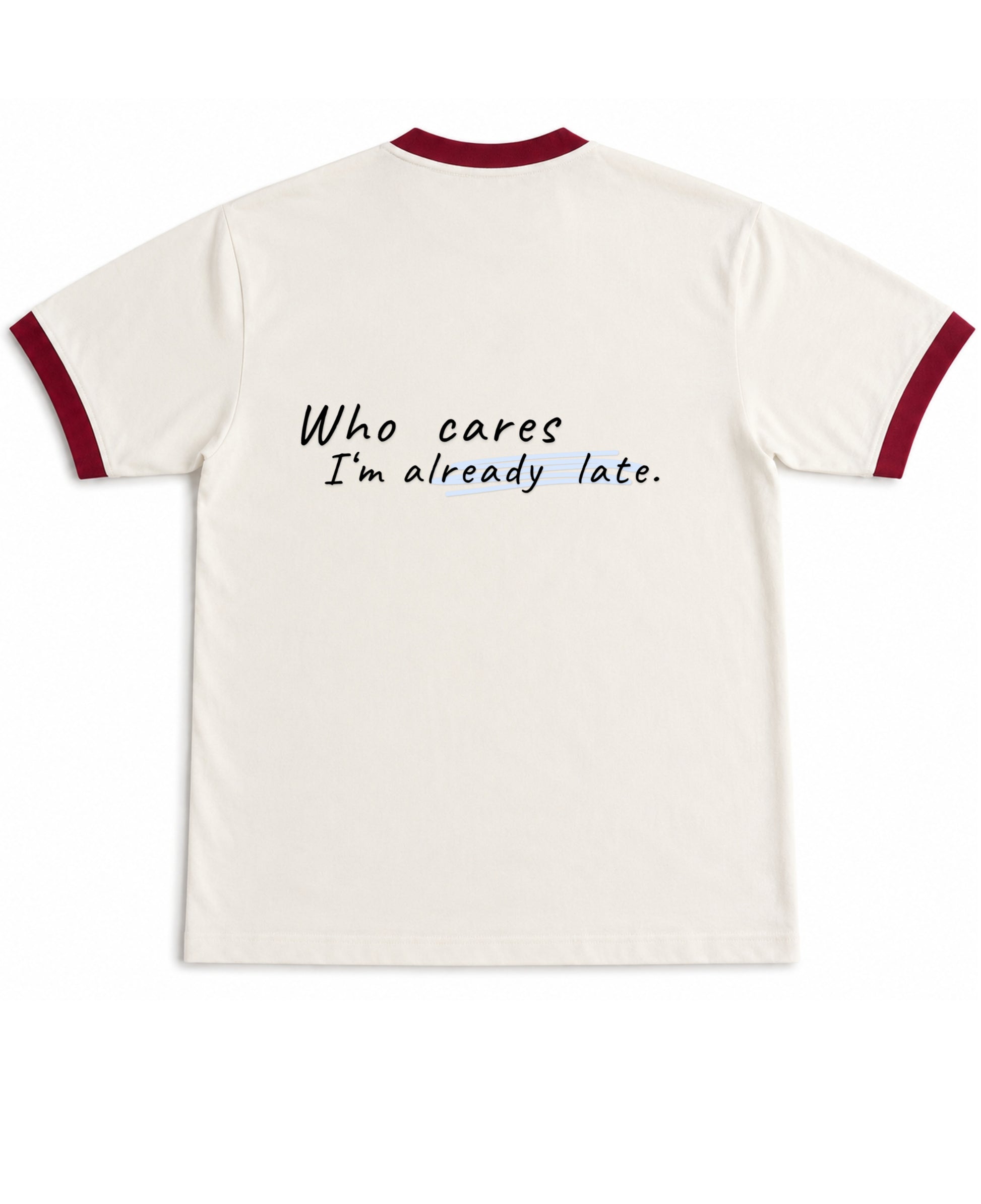 Off White & Maroon Ringer tee Back Design