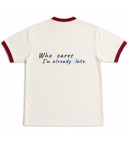Off White & Maroon Ringer tee Back Design