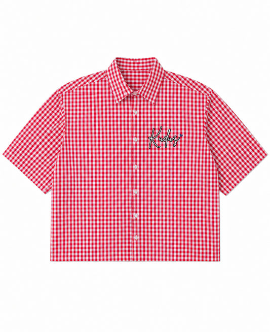 Red Picnic Oxford Boxy Shirt Front Design