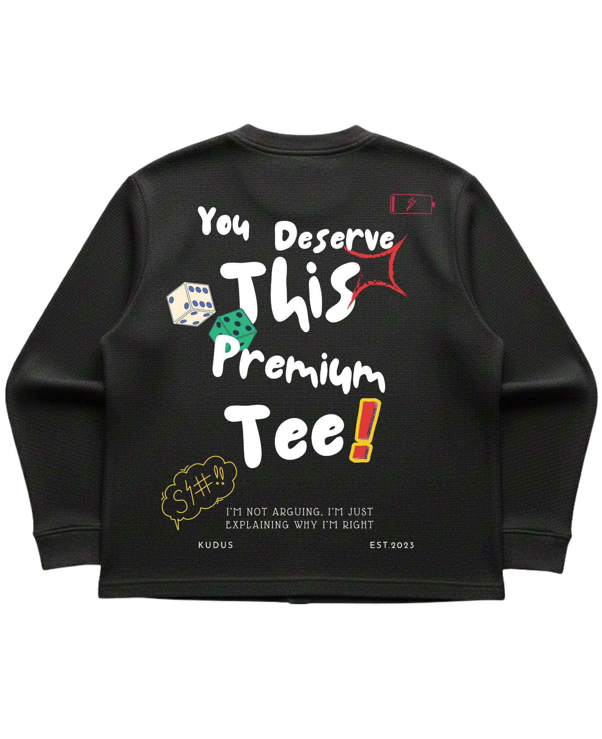 Black waffle knit oversized full-sleeve Back Design
