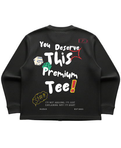 Black waffle knit oversized full-sleeve Back Design