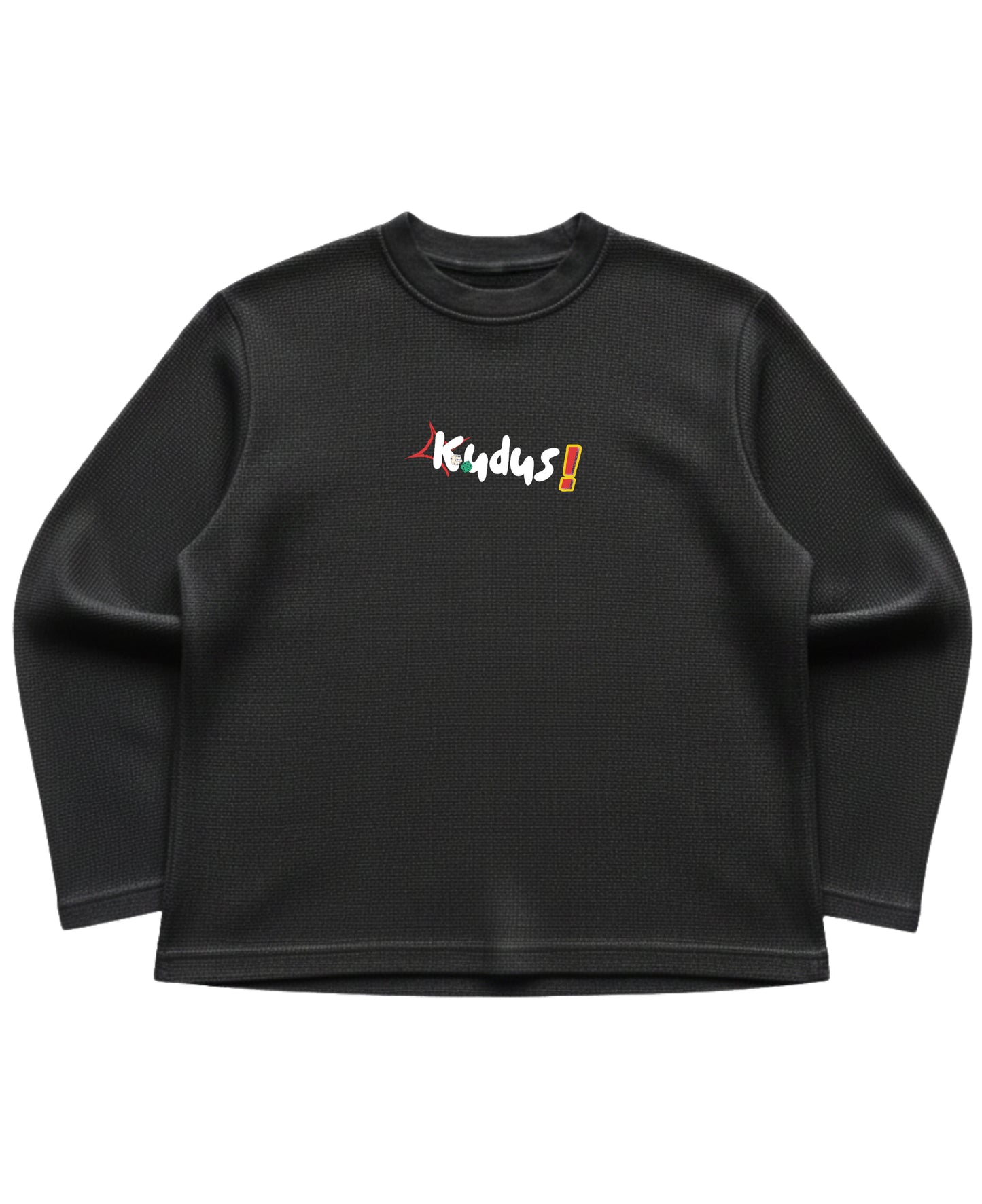 Black waffle knit oversized full-sleeve Front Design