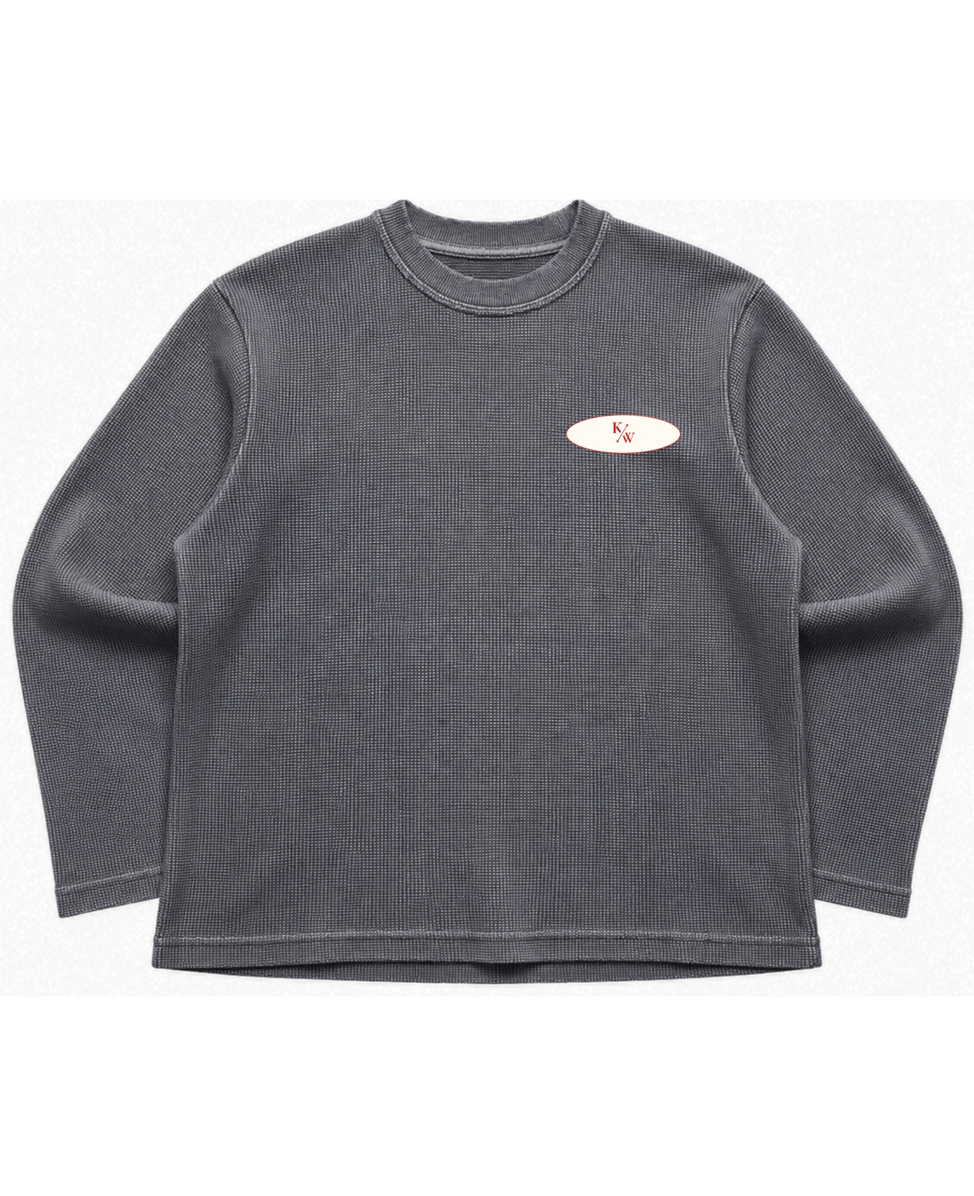 Acidwash waffle knit oversized full-sleeve Front Design