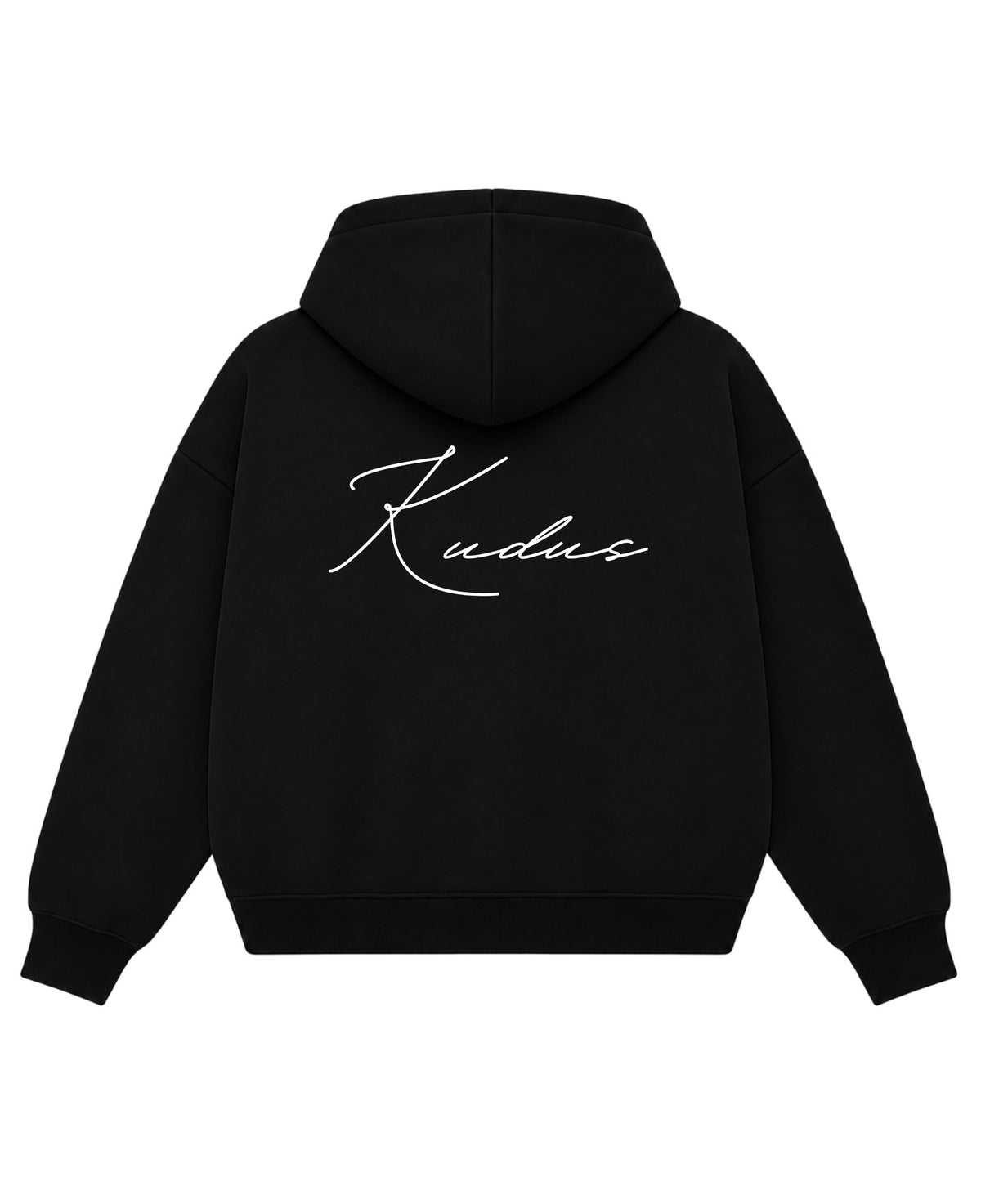 Black Boxy Double Zipped Hoodie  Back Design
