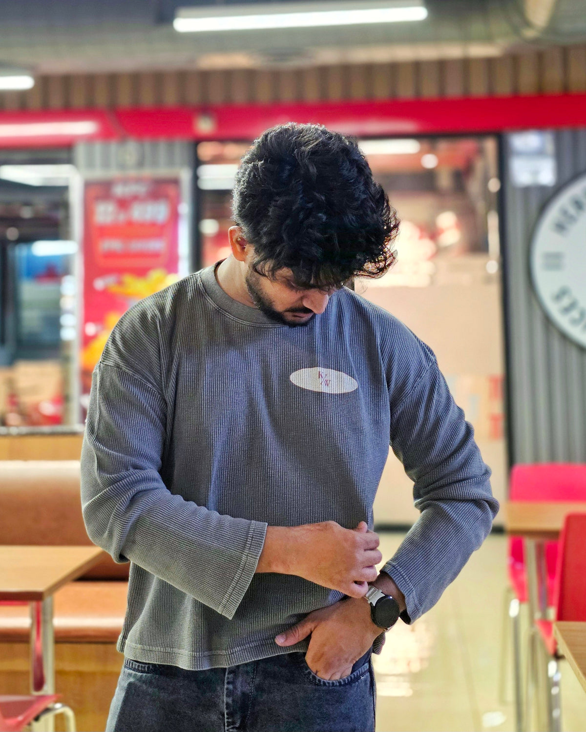 Zero Excuses Grey Wash Waffle Knit